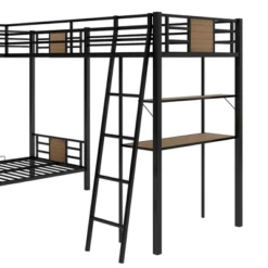 L-Shaped Twin Over Twin Bunk Bed With Twin Size Loft Bed With Desk And Shelf , Brown - ModernLuxe -ModernLuxe GUEST 5eb2ce14 ee47 409f b3c5 2718f17e26f1
