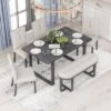 6 PCS Wood Dining Table Set With Retro-Style Table And Upholstered Chairs-ModernLuxe -ModernLuxe GUEST 5ec3f143 953d 4f40 ab85 adc03b36f74c