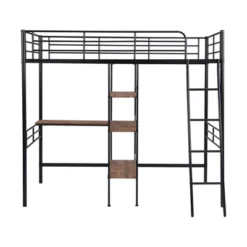 Twin Size Metal Loft Bed With Built-in Desk And Shelves - ModernLuxe -ModernLuxe GUEST 5ed21fbd a90c 438d a9c7 e1634de5407f
