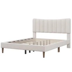 Upholstered Wood Platform Bed Frame With Vertical Channel Tufted Headboard-ModernLuxe -ModernLuxe GUEST 5ef2b2e3 4e2a 4ba4 8c05 55164bd8f692