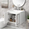 24" Wall Mounted Bathroom Vanity With Porcelain Sink And Two Shuttered Doors, White - ModernLuxe -ModernLuxe GUEST 5f401484 1260 4a3b 97de efe780738d85
