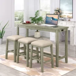 Rustic 4-Pieces Counter Height Dining Set With Fabric Padded Stools And Socket-ModernLuxe -ModernLuxe GUEST 5f509c3a c212 4d19 88d0 3a3166ad5387