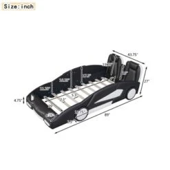 Twin Size Race Car-Shaped Platform Bed With Wheels-ModernLuxe -ModernLuxe GUEST 5f51029a 0c68 4ffd b135 2316733788fd