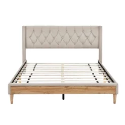 Queen Size Upholstered Wood Platform Bed-ModernLuxe -ModernLuxe GUEST 5f8b4637 fbee 4653 96b6 599a933afeaf
