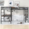 Metal Twin Size Loft Bed With Two Built-in Desks, Black - ModernLuxe -ModernLuxe GUEST 5fab4158 db25 4b12 bd23 7c738cd3a0ea