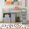 Twin Size Loft Bed With Multifunctional Movable Built-in Desk And Staircase-ModernLuxe -ModernLuxe GUEST 5fea2d77 531d 4cee 8e9c 26516e8c0c80