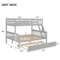 Twin Over Full Bunk Bed With Trundle Bed, Ladder And Safety Rails-ModernLuxe -ModernLuxe GUEST 5feb7e9d 788e 4de8 990e 3a9a9530831c