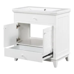 30" Bathroom Vanity With Sink And Drawers, White - ModernLuxe -ModernLuxe GUEST 60064b92 f6a5 4084 969e cc80ccd89d65
