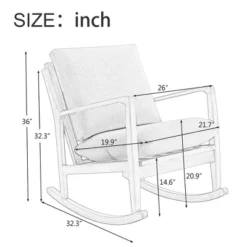 Solid Wood Rocking Chair Upholstered In Linen Fabric, Beige - ModernLuxe -ModernLuxe GUEST 60346777 f229 4560 9c93 ade85a8b7be4