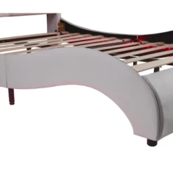 Upholstered Faux Leather Platform Bed With LED Light Bed Frame With Slatted-ModernLuxe -ModernLuxe GUEST 60875be8 9cea 4619 a5b9 837025fd13ad