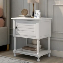 Nightstand With USB Charging Port, Cabinet With Two Built-in Shelves And One Open Storage - ModernLuxe -ModernLuxe GUEST 61304aa0 49a8 4642 b2aa 525e76adbdd4