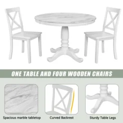 5-Piece Solid Wood Dining Table And Chairs Set, White - ModernLuxe -ModernLuxe GUEST 6132de24 45fd 4358 a3b0 55ec52d2ba55