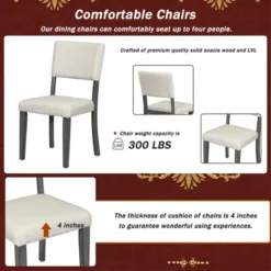 5 PCS Retro Round Dining Table Set With Curved Trestle Style Table And 4 Upholstered Chairs-ModernLuxe -ModernLuxe GUEST 61e0fa86 b825 4c88 96ce aeb145652ed7