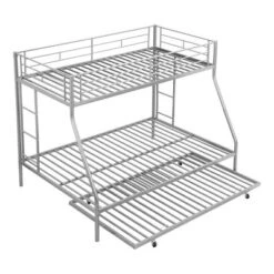 Twin Over Full Steel Bunk Bed With Twin Size Trundle Bed And Two-Side Ladders-ModernLuxe -ModernLuxe GUEST 6214275d fd15 45d2 8f9e 62c003b3d8b7