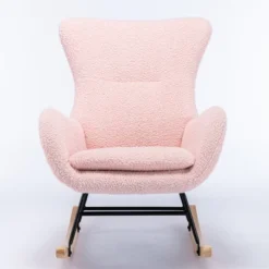 Upholstered Rocking Accent Chair With High Backrest And Armrests-ModernLuxe -ModernLuxe GUEST 623a900e 5283 41a9 9489 6964c49083f9