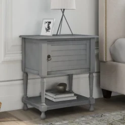 Nightstand With USB Charging Port, Cabinet With Two Built-in Shelves And One Open Storage - ModernLuxe -ModernLuxe GUEST 63066452 8de0 412d ab74 6f7a98a12c64