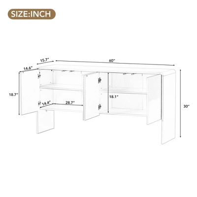 Minimalist Style 60" Sideboard With 4 Doors And Rebound Device For Living Room And Entryway-ModernLuxe 5 Minimalist Style 60" Sideboard With 4 Doors And Rebound Device For Living Room And Entryway-ModernLuxe - Image 3