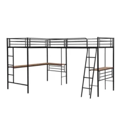 Metal Twin Size Loft Bed With Two Built-in Desks, Black - ModernLuxe 18 Metal Twin Size Loft Bed With Two Built-in Desks, Black - ModernLuxe -ModernLuxe GUEST 6376fb45 a29b 455f bfe0 ace0e90a795d