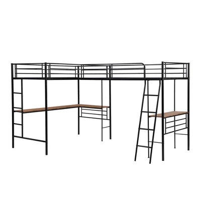 Metal Twin Size Loft Bed With Two Built-in Desks, Black - ModernLuxe 8 Metal Twin Size Loft Bed With Two Built-in Desks, Black - ModernLuxe - Image 6