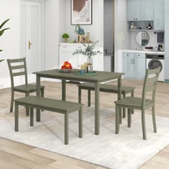 Farmhouse 5-piece Wooden Dining Set With 2 Dining Chairs And 2 Benches-ModernLuxe 29 Farmhouse 5-piece Wooden Dining Set With 2 Dining Chairs And 2 Benches-ModernLuxe -ModernLuxe GUEST 644e8786 6285 4758 b2fd 0b62eb777136