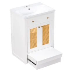 24" Bathroom Vanity With Single Undermount Sink, Combo Storage Cabinet With Pull-out Footrest White-ModernLuxe -ModernLuxe GUEST 656d691f 0d7c 4831 a2e6 d5e2a8c4d617