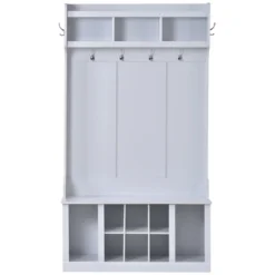 39.4" 3-in-1 Design Hall Tree With 6 Hooks, Coat Hanger And Entryway Storage Bench - ModernLuxe -ModernLuxe GUEST 6597c1dc c2dc 4ae3 a79b a16e062b6c3b