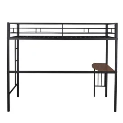 Twin Size Metal Loft Bed With Desk, Ladder And Railing - ModernLuxe -ModernLuxe GUEST 6642955d 543a 46d2 b41f be81c72ea148