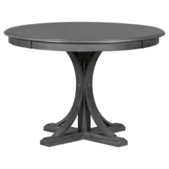 5 PCS Retro Round Dining Table Set With Curved Trestle Style Table And 4 Upholstered Chairs-ModernLuxe -ModernLuxe GUEST 66459507 68f3 46f5 b03c 6fa2babb5542
