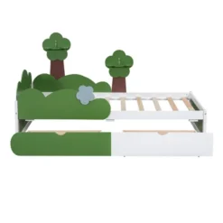Twin Size Bed With Grass Hill And Trees Decor, White+Green - ModernLuxe -ModernLuxe GUEST 66e96962 bc4a 420f 9aa3 c7d42cb672fc