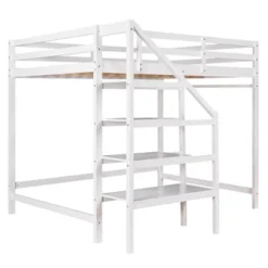 Full Size Loft Bed With Staircase And Safety Guardrails Gray/White-ModernLuxe 23 Full Size Loft Bed With Staircase And Safety Guardrails Gray/White-ModernLuxe -ModernLuxe GUEST 672dc6d5 66b0 477b 9385 9d459a8b06e0