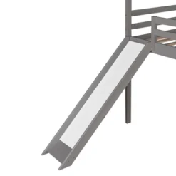 House Shape Twin Size Loft Bed With Slide, Gray - ModernLuxe -ModernLuxe GUEST 6766c590 1462 4c69 a92e 5d5dc2db3247