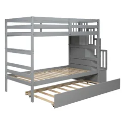 Twin Over Twin Bunk Bed With Trundle, Stairs And Storage Shelves-ModernLuxe -ModernLuxe GUEST 67e51043 353c 428b bdfb 39672b330466
