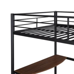 Twin Size Metal Loft Bed With Desk, Ladder And Railing - ModernLuxe -ModernLuxe GUEST 685f171f 3d85 498b 877e 609ef5ce87d6