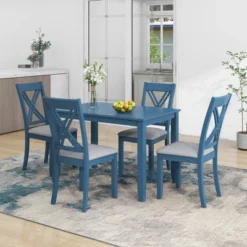Rustic Minimalist Wood 5-Piece Dining Table Set With 4 X-Back Chairs-ModernLuxe -ModernLuxe GUEST 696c251c 5691 4b7c 9743 34a064da5f27