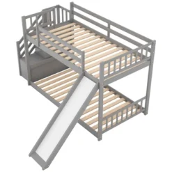 Twin Over Twin Bunk Bed With Convertible Slide And Stairway-ModernLuxe -ModernLuxe GUEST 696dbf64 f04f 4dd2 a5e4 69c5892ba4eb