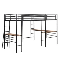 Metal Twin Size Loft Bed With Two Built-in Desks, Black - ModernLuxe 17 Metal Twin Size Loft Bed With Two Built-in Desks, Black - ModernLuxe -ModernLuxe GUEST 69c79359 ebd5 4382 b247 61d7f2d221a2