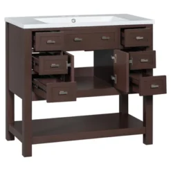 36" Contemporary Bathroom Vanity With Top Sink, 2 Soft Close Doors, And 6 Drawers - ModernLuxe -ModernLuxe GUEST 69e5158a 67f7 4dd5 8fd4 837afdf823bd