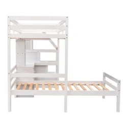 Twin Size Loft Bed With Separate Bed, Staircase For Storage, Desk, Shelves And Drawers - ModernLuxe -ModernLuxe GUEST 6a4be7d3 b471 4d2b 9e76 2701e3450443