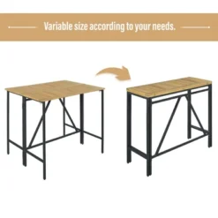 5-Piece Outdoor Patio Wicker Bar Set With Foldable Acacia Wood Top With 4 Stools And 1 Table,Brown - ModernLuxe -ModernLuxe GUEST 6a608535 9c02 4c01 8a5b 0b7a1220181a