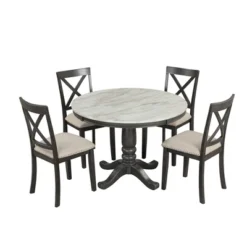 5-Piece Dining Set With Solid Wood Table And 4 Chairs, Gray - ModernLuxe -ModernLuxe GUEST 6a617fc8 510d 4ff5 9d17 6244e32b71f1