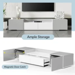 Modern TV Stand For 70" TV With Large Storage And Magnetic Doors, White - ModernLuxe -ModernLuxe GUEST 6b325bc3 ae4e 4fbf 8b31 c8246783ff0d