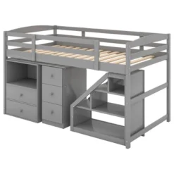 Twin Size Loft Bed With Multifunctional Movable Built-in Desk And Staircase-ModernLuxe -ModernLuxe GUEST 6b4ccef3 003a 4f25 974b 7b1e2934f578