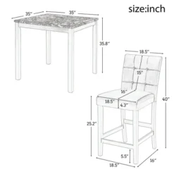 5-Piece Kitchen Table Set Faux Marble Top Counter Height Dining Table With 4 PU Leather-Upholstered Chairs Black-ModernLuxe -ModernLuxe GUEST 6b7e9c9e ab88 4eeb 95f6 f1f42d76928c