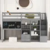 Twin Size Wood Loft Bed With Pullable Desk, Storage Shelves,Staircase And Blackboard-ModernLuxe -ModernLuxe GUEST 6b89eff6 3f55 4dbb 9575 8bde8a716e6d