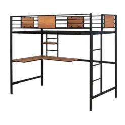 Twin Metal Loft Bed With Desk And Shelve - ModernLuxe -ModernLuxe GUEST 6b8d1ca1 490d 4976 bc6d 79eea1056db1