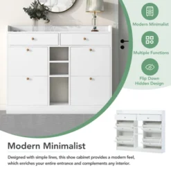 Modern Multifunctional Shoe Cabinet With 4 Turnover Drawers - ModernLuxe -ModernLuxe GUEST 6bc2a8b3 de98 4ecb a5a3 7ee11d2a588d