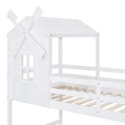 Twin Over Twin Bunk Bed With Roof, Window, Guardrails And Ladder - ModernLuxe -ModernLuxe GUEST 6cad18d3 e4ce 40b1 a48b faa910e74bac