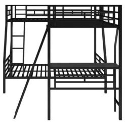 Twin Over Full Metal Bunk Bed With Twin Size Loft Bed And Desk, Black - ModernLuxe -ModernLuxe GUEST 6cfbc4a1 0bb7 4c17 9403 e6f7620c9998