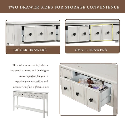 60"L Rustic Console Table With Two Different Size Drawers And Bottom Shelf-ModernLuxe 6 60"L Rustic Console Table With Two Different Size Drawers And Bottom Shelf-ModernLuxe - Image 4