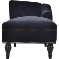 58" Velvet Chaise Lounge, Button Tufted Right Arm Facing Sleeper Lounge Chair With Nailhead Trim & Solid Wood Legs Black-ModernLuxe -ModernLuxe GUEST 6d0cb628 3472 434b 971c f452ce0aee29
